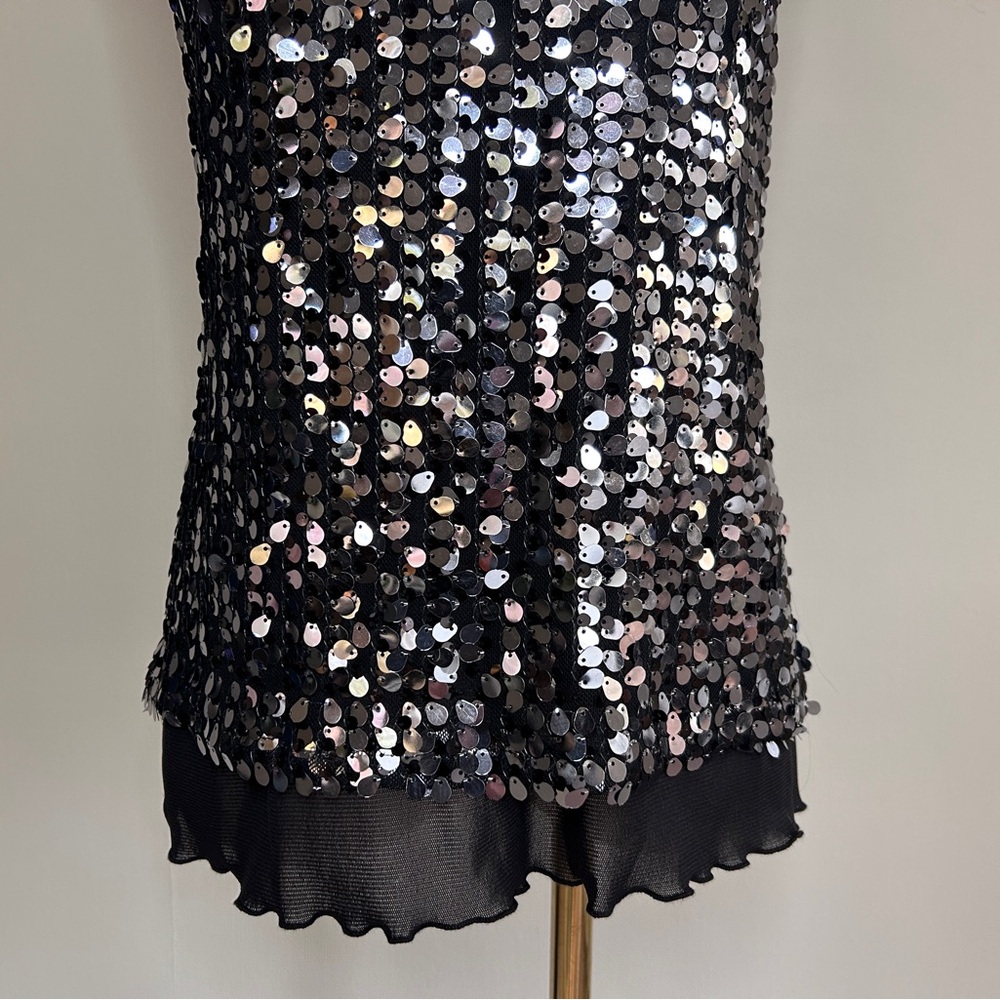 NWT PAPILLON BLANC Sequin Mesh Overlay Tank Top Y2K Whimsigoth Holiday Glam Sz S - Picture 6 of 10